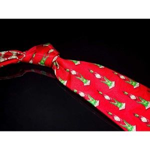 Tabasco Sauce 100% Silk Tie Red Green Alligator Motif Mens Necktie USA Wide